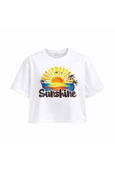 Miss Poem Γυναικείο μπλουζάκι White Sunshine με τύπωμα Κοντό Βαμβάκι