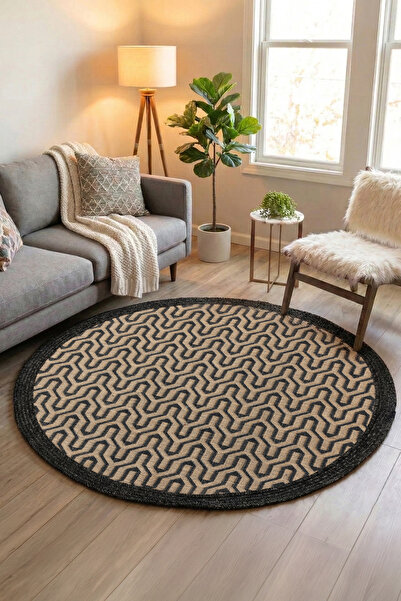 SOFT HOME Τζούτ Μποέμ Χαλί Στρογγυλής Κοπής Φυσικό Χαλί