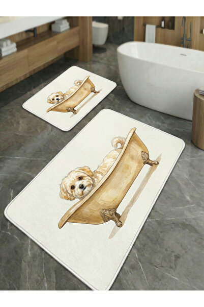 huhuli 2-Piece Non-Slip Sole Kitchen and Bathroom Mat Set Washable Runner Rug...