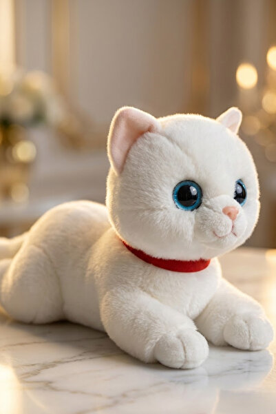 Empressco Sesli Miyavlayan Peluş Kedi 35 cm – Beyaz Yumuşak Peluş Oyuncak, Uy...
