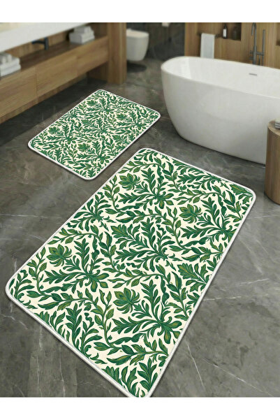 huhuli 2-Piece Non-Slip Sole Kitchen and Bathroom Mat Set Washable Runner Rug...