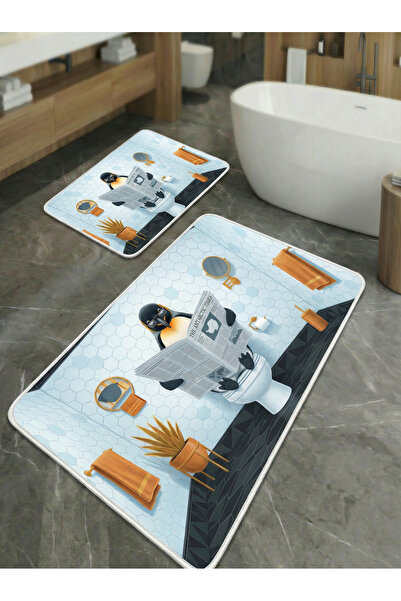 huhuli 2-Piece Non-Slip Sole Kitchen and Bathroom Mat Set Washable Runner Rug...