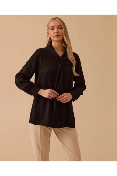 SEÇİL Крепова блузка з шарфом та коміром