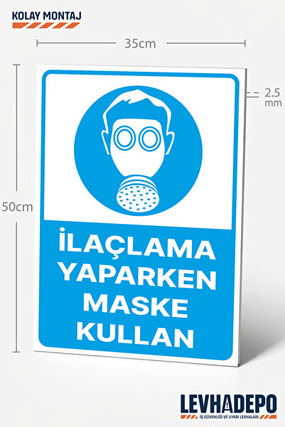 LEVHADEPO (YTG13) İlaçlama Yaparken Maske Kullan İş Güvenliği Uyarı ve Yönlen...
