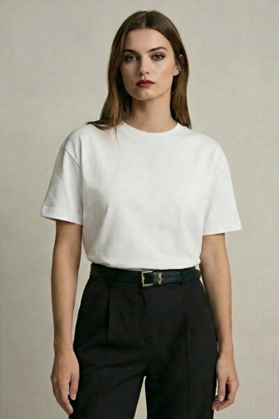 Qaju 100% Cotton Basic Crew Neck T-Shirt White