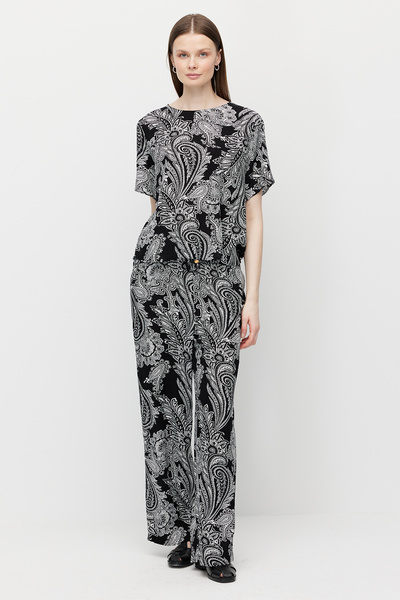 PAULMARK Women's Patterned Drawstring Waist Pants