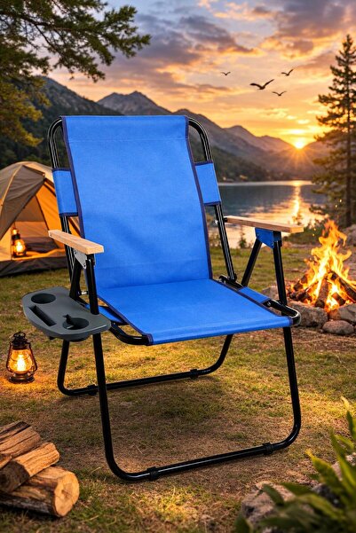 Blackstar Kamp Sandalyesi Bardaklık ve Telefon Tutucu Aparatı Standı Siyah