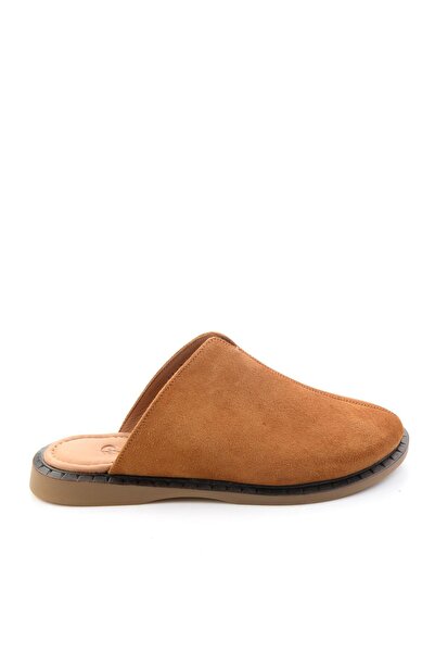 Bambi Γυναικείες παντόφλες Tan από γνήσιο δέρμα K04359663902