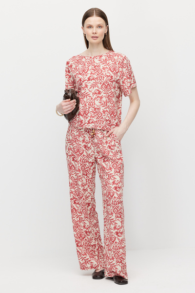 PAULMARK Women's Patterned Drawstring Waist Pants