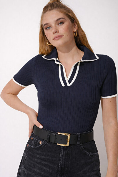 cheen Νέα σεζόν Καλοκαιρινό μπλουζάκι με λεπτομέρεια σε μπλε ναυτικό σχέδιο, ...