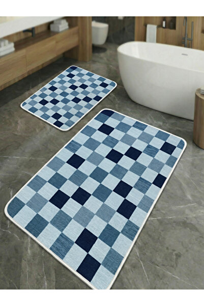 huhuli 2-Piece Non-Slip Sole Kitchen and Bathroom Mat Set Washable Runner Rug...