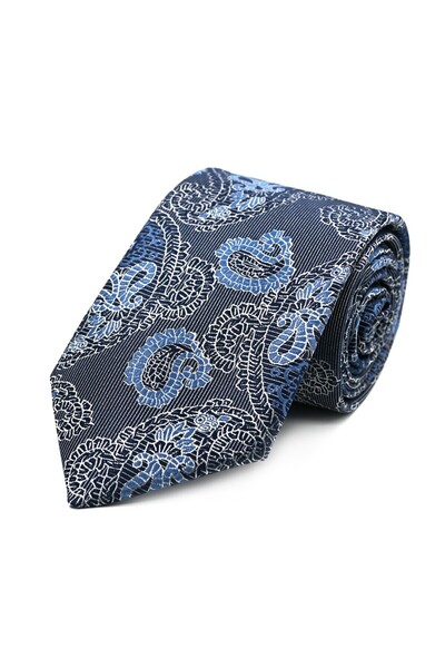 Sade Kravat Gray Navy Blue Shawl Patterned Tie 33355 Gray
