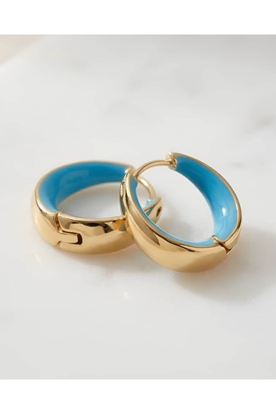 Portakal Esintisi Mavira Inner Blue Enamel Ring Xuping Earrings
