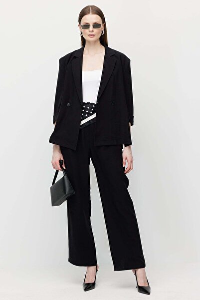 PAULMARK Women's Linen Look Straight Cut Trousers