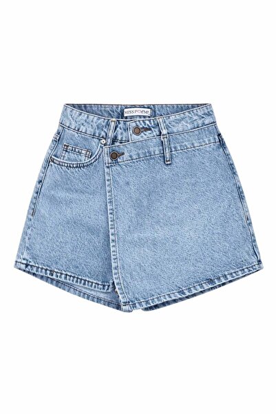 Miss Poem Women's Blue High Waist Skirt Look Denim Shorts