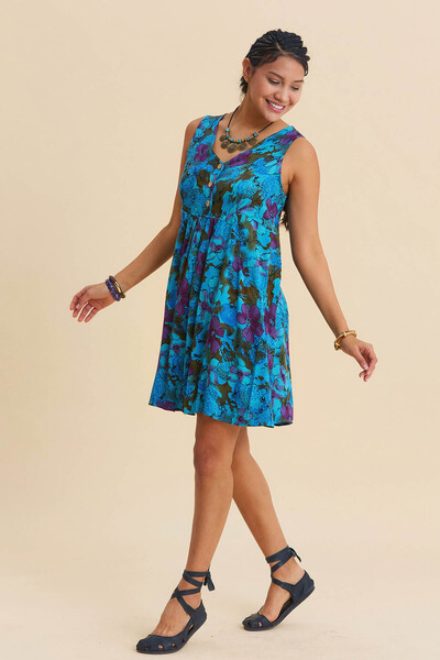 Los banditos V Neck Button Detailed Sleeveless Authentic Dress