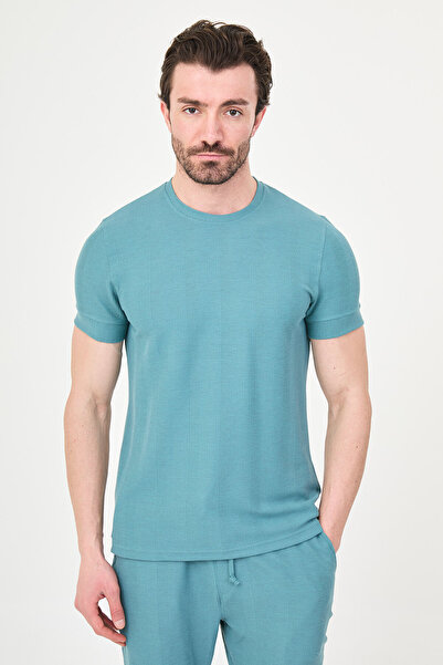 Mcr Patterned Slim Fit Men's Shorts Combed Cotton Suit Çağla - 17160.25Y