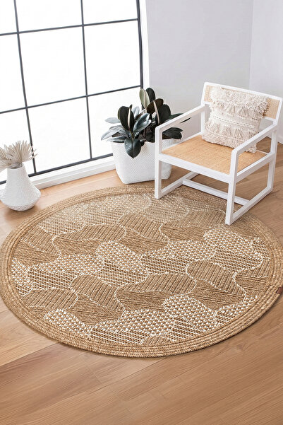 SOFT HOME Covor natural din iută, tăiat rotund, stil boem