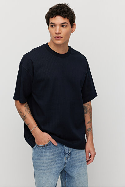 PAULMARK تي شيرت رجالي ذو ملمس بارز بيسايكل كولور ذو ياقة دائرية واسعة