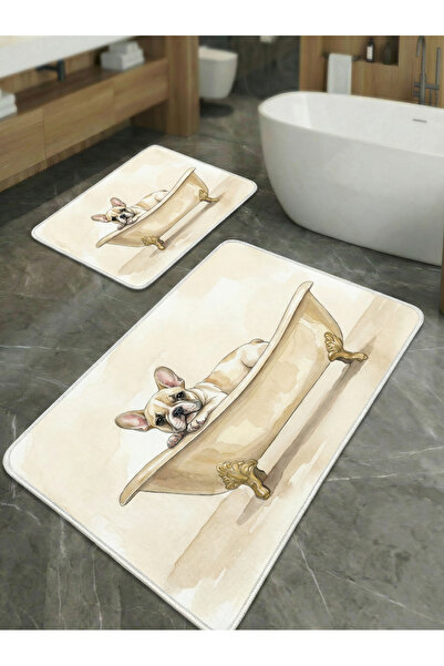 huhuli 2-Piece Non-Slip Sole Kitchen and Bathroom Mat Set Washable Runner Rug...