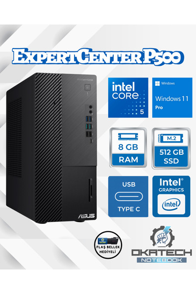 ASUS EXPERTCENTER P500MV-C52108512B0D C5-210H 8GB RAM DDR5 512GB SSD WİN11PRO...