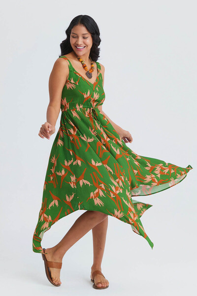 Los banditos V-Neck Asymmetrical Cut Bohemian Dress