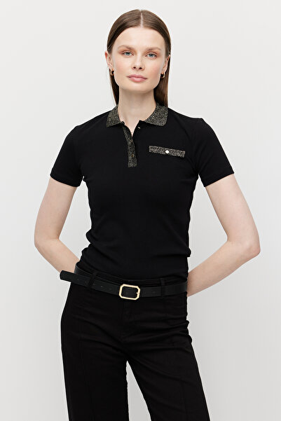 PAULMARK Ženska bluza sa svetlucavim detaljima i polo ovratnikom