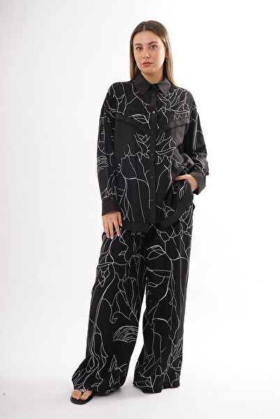 Ceremony Front Snap Fastener Samara Trouser Suit 941 Black