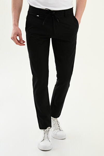 Mcr Düz Super Slim Fit Elastic Waist Drawstring g Invisible Zipper Men's Trou...