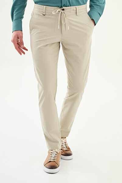 Mcr Pantaloni bărbați Straight Super slim fit cu șnur elastic în talie G ferm...