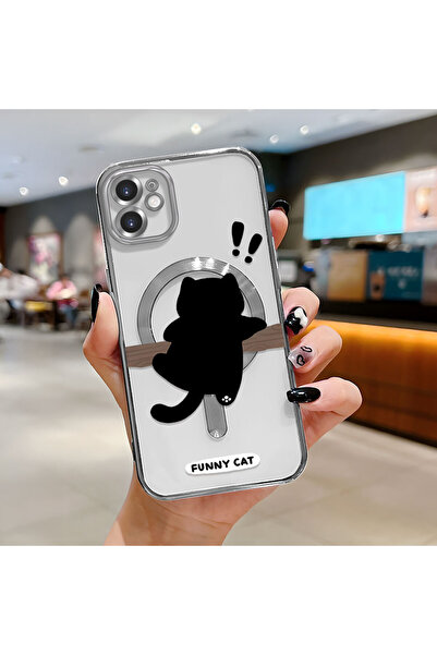 Hontinga iPhone 11 Compatible Cat Pattern Transparent Soft Silicone Magsafe W...