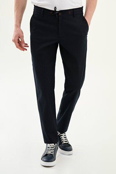 Mcr بنطلون رجالي مستقيم قصة ضيقة إسبرسو د تفاصيل درزات باللون الأزرق الداكن -...