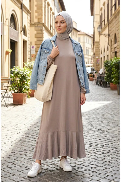 sefamerve Skirt with Ruffled Ruffles at the Hem 2244-01 Beige