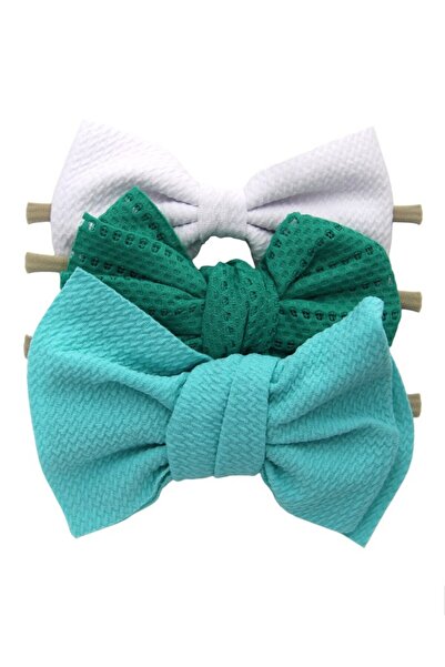 Bambimici - Lara Assorted Ribbon Bow Headband for Babies - White, Green, Blue