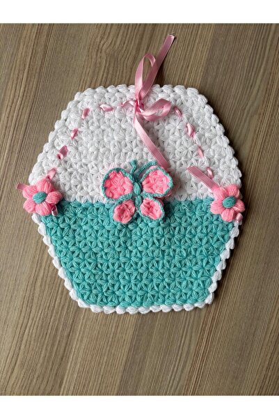 WIB TASARIM Hand-Knitted Blue Basket Single Washcloth