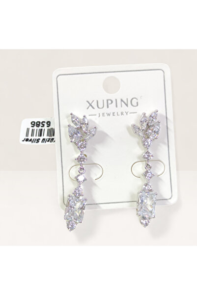 Güler Yüzlü Silver XUPING 4 CM SALLANTILI TAŞLI أقراط مرصعة بالحجارة باللون ا...