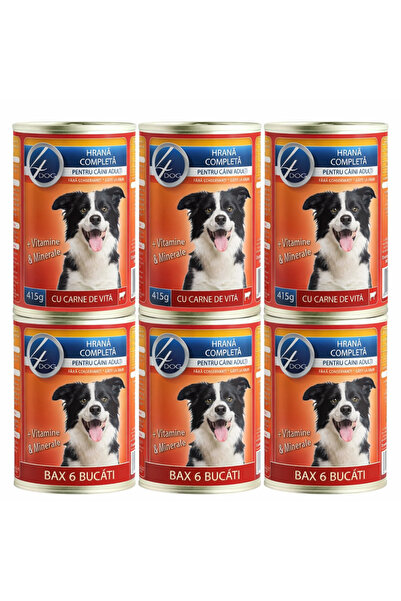 412SHOP 4DOG Conserva 415g Carne de Vita – Bax 6 Bucati