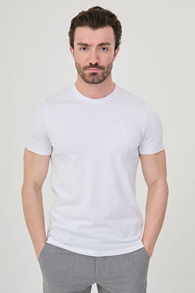 Mcr Plain Slim Fit Crew Neck Basic Men's T-Shirt White - 36873.26Y