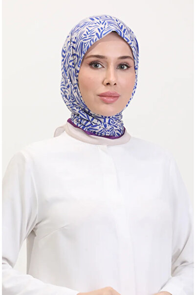 sefamerve Patterned soft scarf 70259-01 cream Cobalt