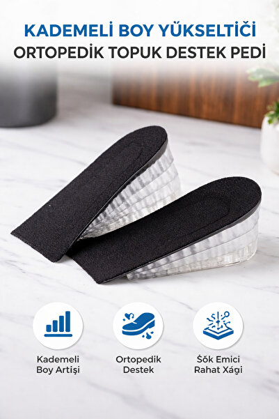 St Morritz Hava Yastıklı 7 cm Boy Uzatıcı Tabanlık Çift, 35-44 No, Gizli Topuk