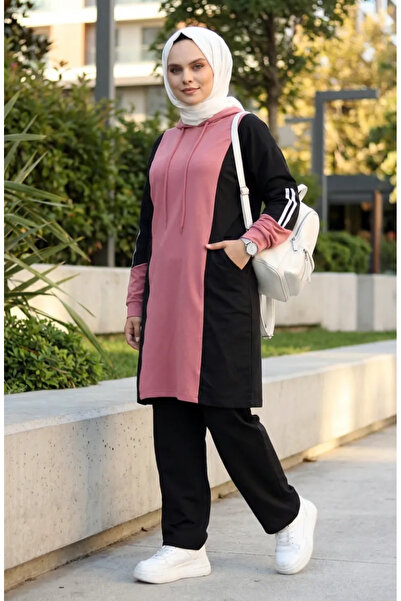 sefamerve Parachute fabric detailed tracksuit set 09048-01 black