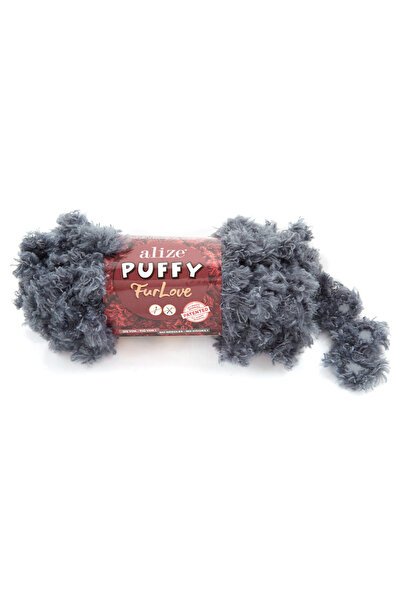 Alize Puffy Furlove Hand Knitting Yarn 87 Dark Gray