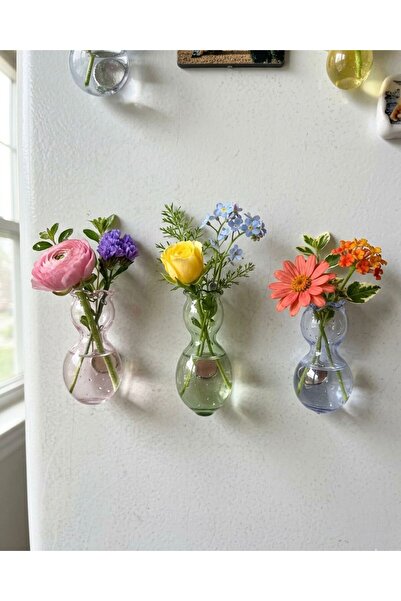 nazarboncuğu Cam Vazo Magnet El Yapımı 3lü Renkli Magnet