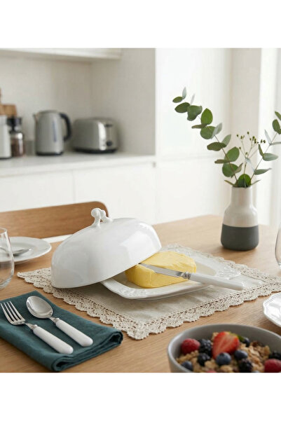 CHARLOTTE Porselen Kapaklı Tereyağlık ve Peynirlik - Çok Amaçlı Lüks Kahvaltı...