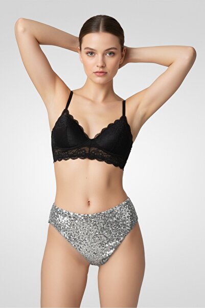 Maje Women Pull On Sequin Panty, Silver