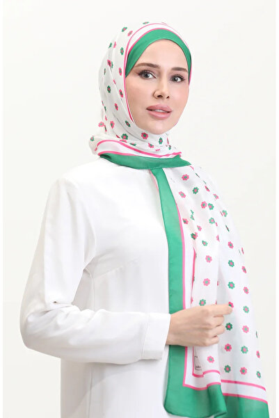 sefamerve Patterned Soft Shawl 70265-02 Emerald Green Pink