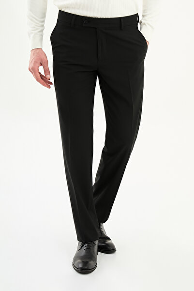 Mcr Pantaloni clasici pentru bărbați Straight slim fit negri - 38346.26Y