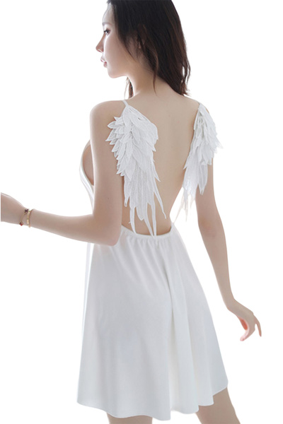 EFAYN.RO Women's sexy lingerie, short dress, angel wings model, universal siz...