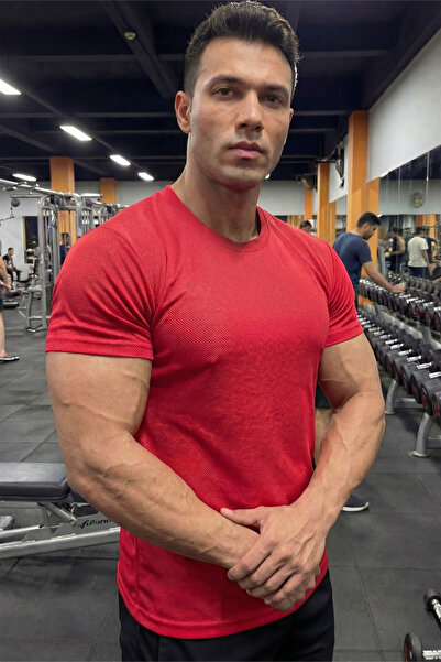 Veleno Men's Red Sportsman T-Shirt Quick-Drying Breathable, Sweat-Wicking Fabric