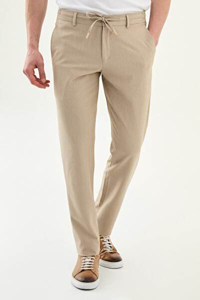 Mcr Patterned Slim Fit Men's Trousers with Elastic Waistband and Drawstring B...